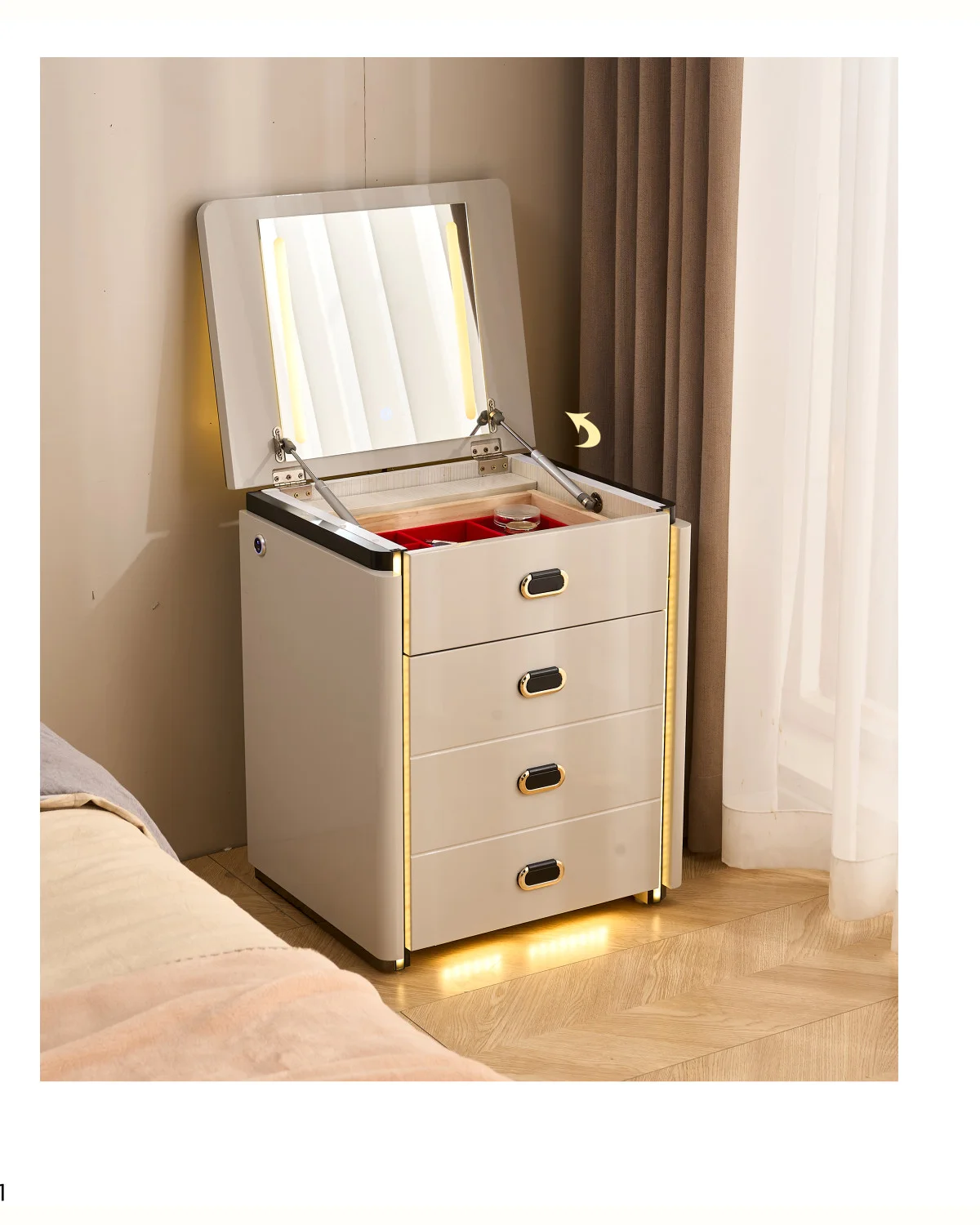 Chevet coiffeuse connecté 50 cm avec miroir éclairé